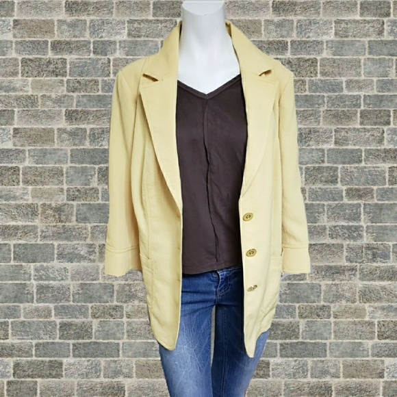 Laura Petities large Womens blazer suit jacket yellow double breast retro - Picture 12 of 12
